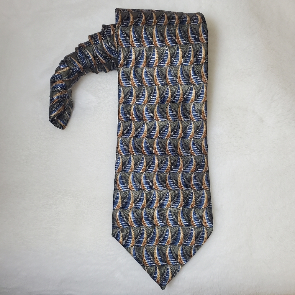 Innocenti Elegant Green and Gold Silk Men's Tie 63" Long 4" Wide